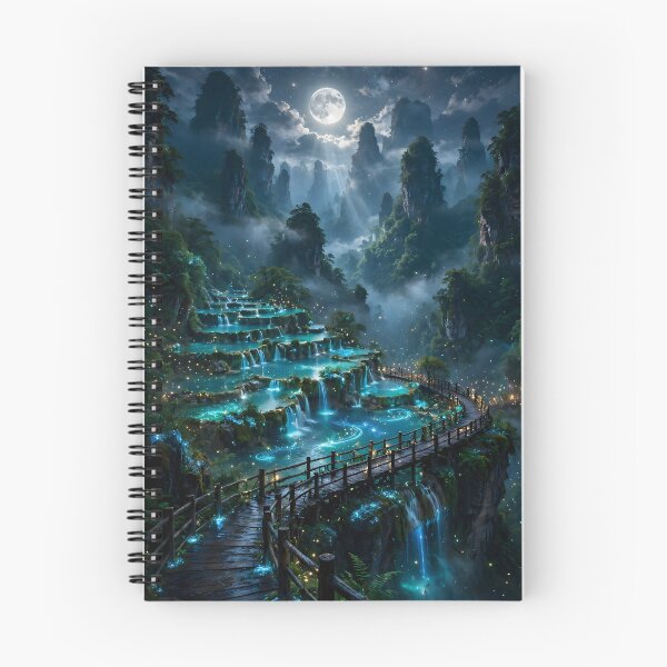 Item preview, Enchanted Turquoise Waterfalls – Mystical Fantasy Landscape designed and sold by IRON SIREN.