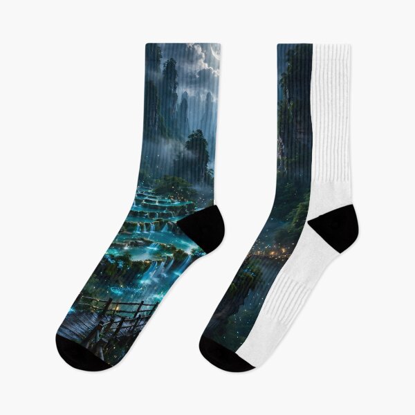 Item preview, Enchanted Turquoise Waterfalls – Mystical Fantasy Landscape designed and sold by IRON SIREN.