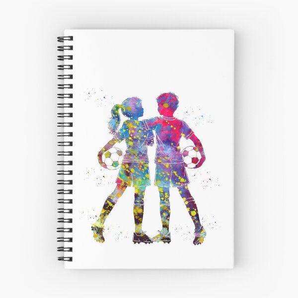 Item preview, Boy and Girl Soccer Players Watercolor Art designed and sold by Liededrom..