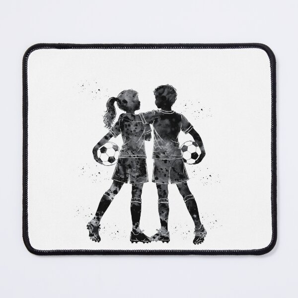 Item preview, Boy and Girl Soccer Players Watercolor Art designed and sold by Liededrom..
