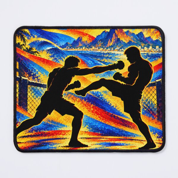 Item preview, MMA Fighters Exchanging Punches and Kicks Silhouette designed and sold by EduNewton.