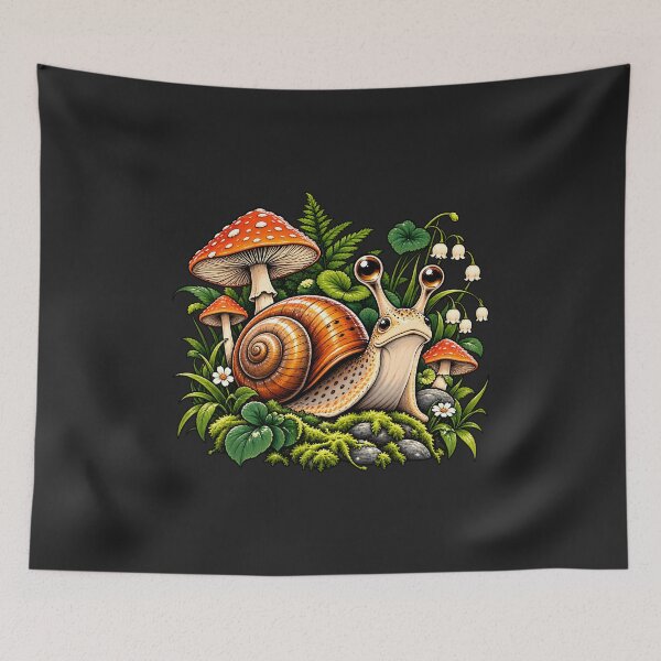 Item preview, Whimsical Snail in a Magical Mushroom Forest – Cute Woodland Nature Sticker designed and sold by Les-Ink-Studio.