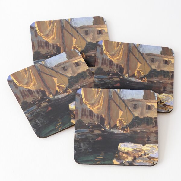 Item preview, John Singer Sargent San Vigilio. A Boat With Golden Sail - Vintage Seascape Art Print designed and sold by lanaverera.