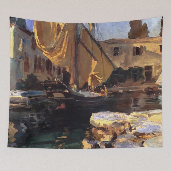 Item preview, John Singer Sargent San Vigilio. A Boat With Golden Sail - Vintage Seascape Art Print designed and sold by lanaverera.