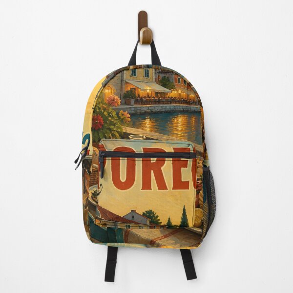 Item preview, Poreč Croatia – Vintage Harbour Dinner Travel Poster designed and sold by LSVart.