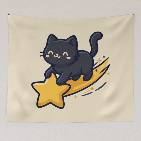 Item preview, Black Cat Riding a Shooting Star designed and sold by Rariks.