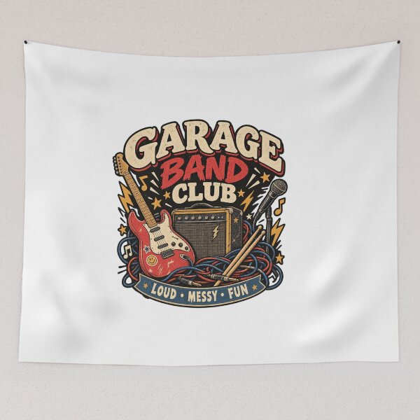 Item preview, Garage Band Club Vintage Rock Music Guitar T-Shirt designed and sold by EssentialsWear.