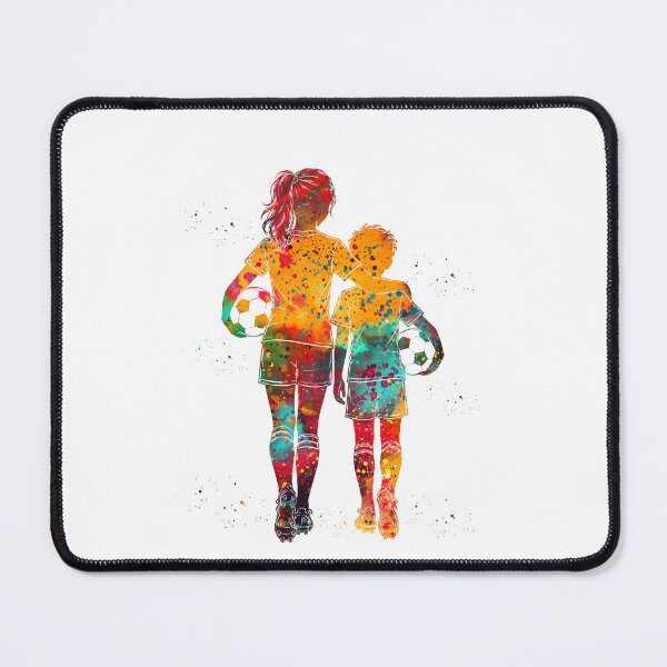 Item preview, Girl and Boy Soccer Players Watercolor Art designed and sold by Liededrom..