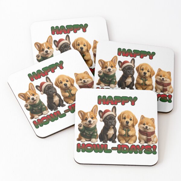 Item preview, Happy Howl-idays Cute Christmas Dogs designed and sold by CraftyValley.