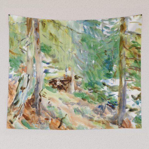 Item preview, John Singer Sargent Val D'aosta, Purtud - Classic Alpine Mountain Landscape Exhibition Poster designed and sold by lanaverera.