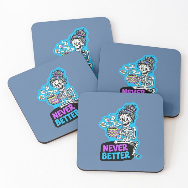 Item preview, Never Better Messy Bun Skeleton Halloween Coffee designed and sold by Endless7Art.