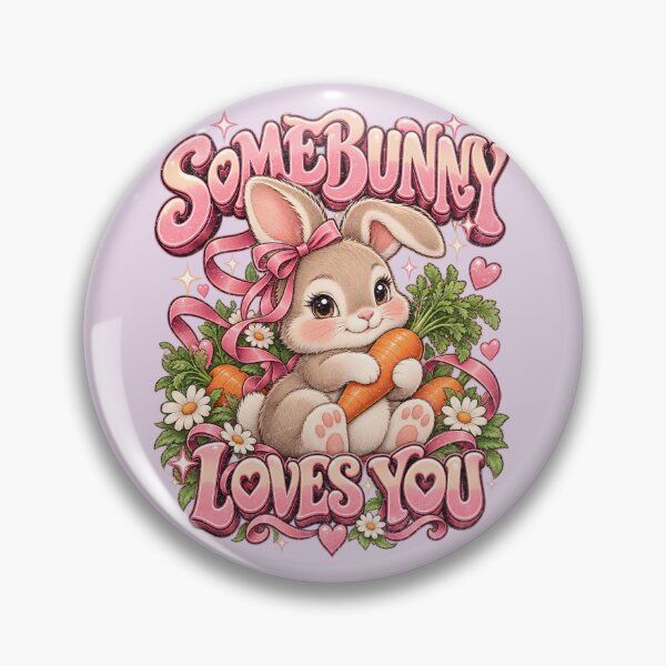Item preview, Somebunny Loves You – Cute Bunny with Carrot and Flowers designed and sold by AwesomeBeyondLimits.