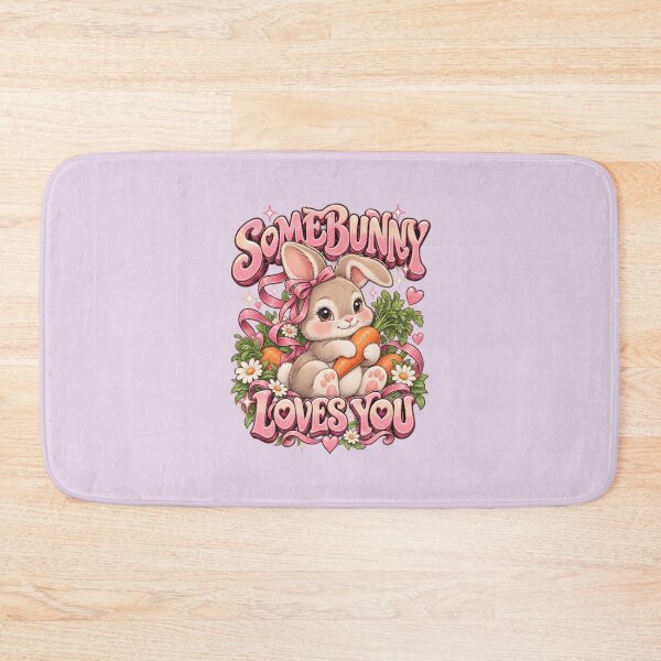 Item preview, Somebunny Loves You – Cute Bunny with Carrot and Flowers designed and sold by AwesomeBeyondLimits.