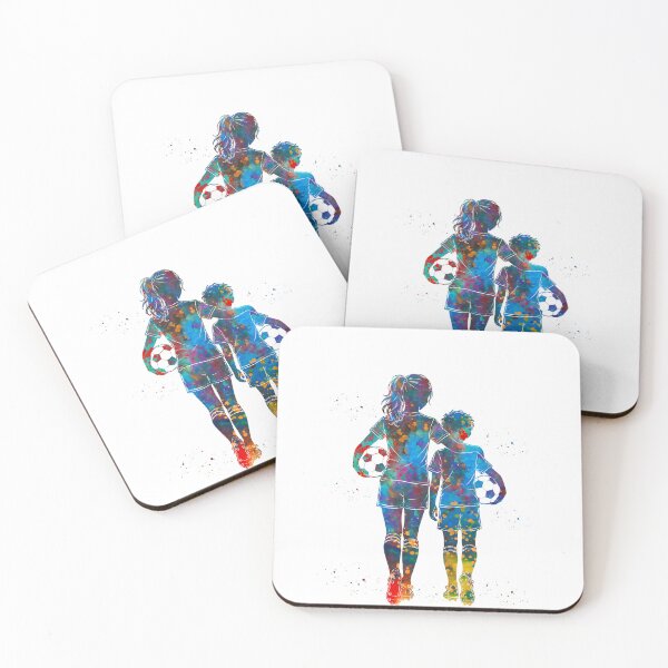 Item preview, Girl and Boy Soccer Players Watercolor Art designed and sold by Liededrom..