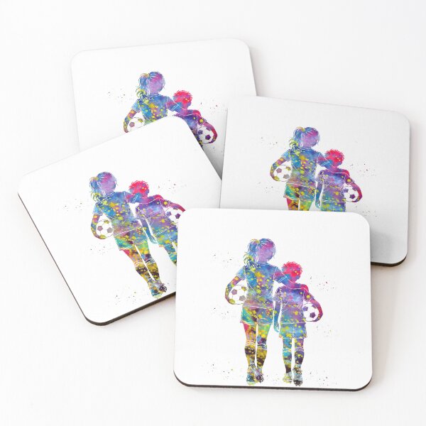 Item preview, Girl and Boy Soccer Players Watercolor Art designed and sold by Liededrom..