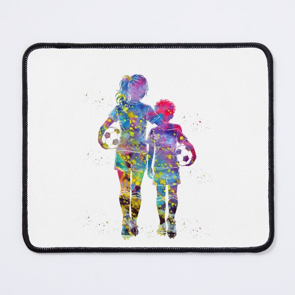 Item preview, Girl and Boy Soccer Players Watercolor Art designed and sold by Liededrom..