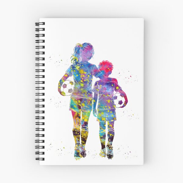 Item preview, Girl and Boy Soccer Players Watercolor Art designed and sold by Liededrom..