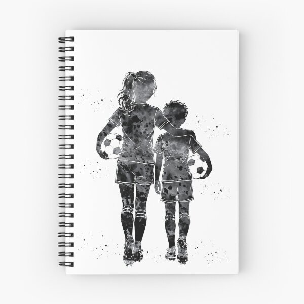 Item preview, Girl and Boy Soccer Players Watercolor Art designed and sold by Liededrom..