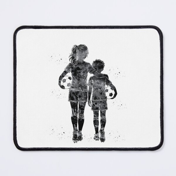 Item preview, Girl and Boy Soccer Players Watercolor Art designed and sold by Liededrom..