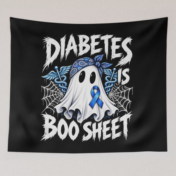 Item preview, Cute Funny Diabetes Is Boo Sheet Halloween Ghost - Blue Ribbon Diabetes Awareness designed and sold by JustBeStylish.