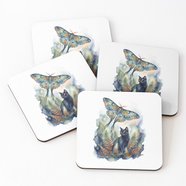 Item preview, Black Cat Luna Moth designed and sold by Tiffany Roy.