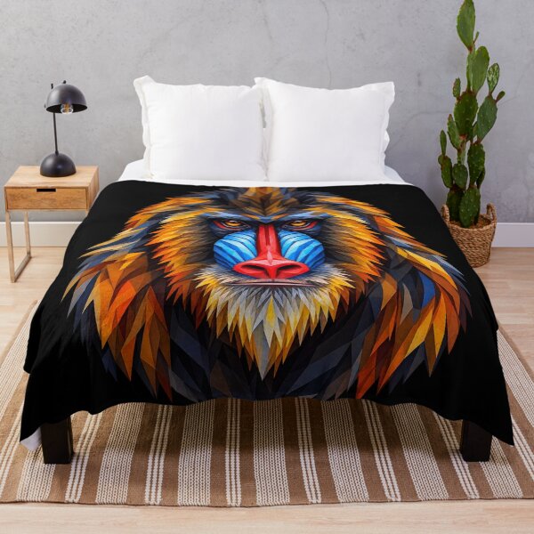 Item preview, Mandrill Portrait Geometric Wildlife Art designed and sold by redsharkuk.