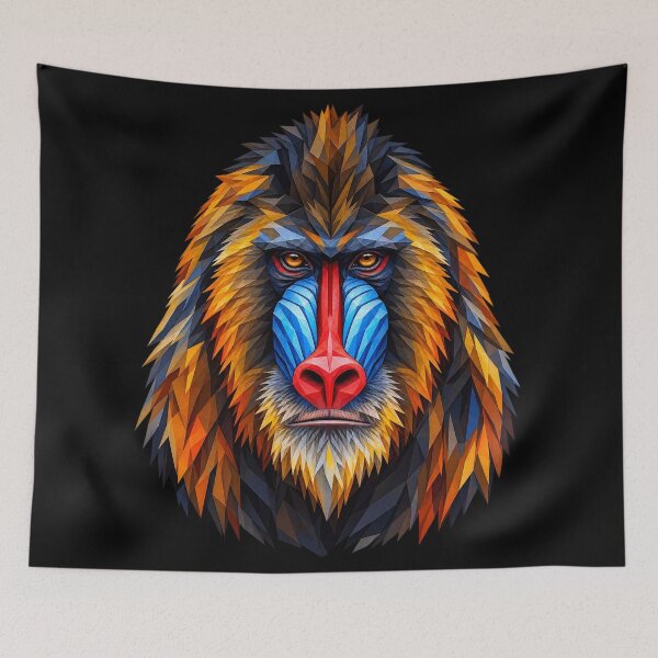 Item preview, Mandrill Portrait Geometric Wildlife Art designed and sold by redsharkuk.