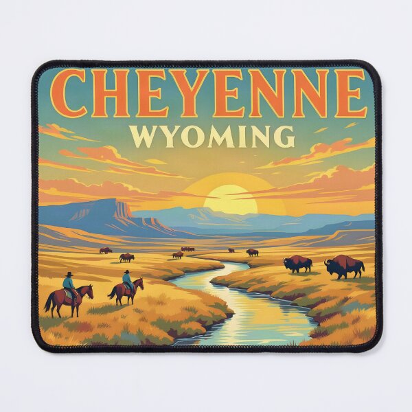 Item preview, Cheyenne Wyoming – Vintage Prairie Sunset Travel Poster designed and sold by LSVart.