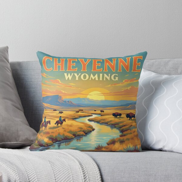 Item preview, Cheyenne Wyoming – Vintage Prairie Sunset Travel Poster designed and sold by LSVart.
