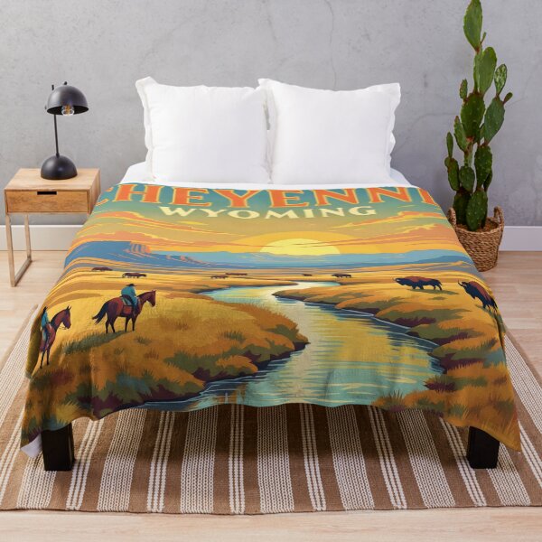 Item preview, Cheyenne Wyoming – Vintage Prairie Sunset Travel Poster designed and sold by LSVart.