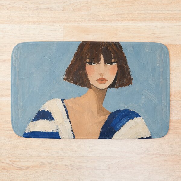 Item preview, Parisian Woman in Blue Striped Sweater, Figurative Painting designed and sold by CARRAANN.