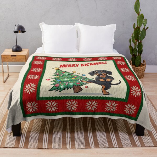 Item preview, Dachshund Ugly Christmas Sweater Merry Kickmas designed and sold by The-NOKU-Co.