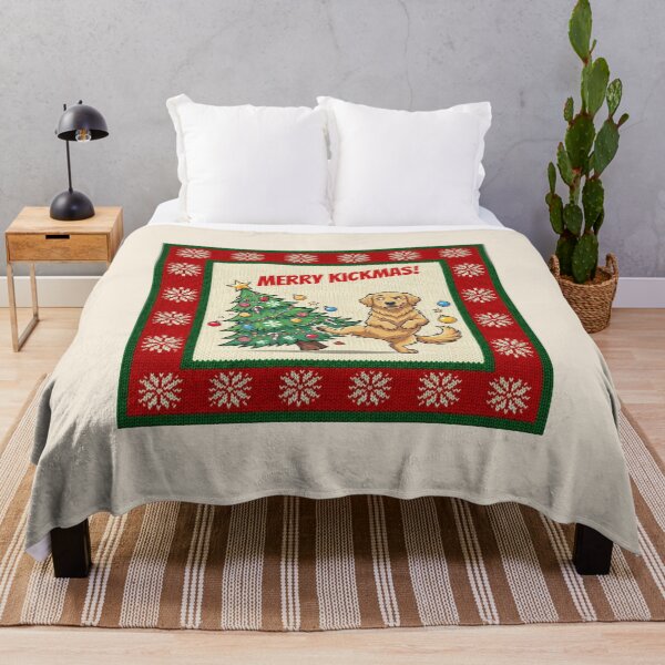 Item preview, Golden Retriever Ugly Christmas Sweater Merry Kickmas designed and sold by The-NOKU-Co.