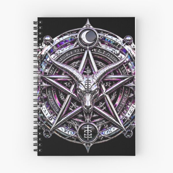 Item preview, Gothic Liquid Chrome Baphomet Pentagram Crescent Moon designed and sold by LazyDayzCo.