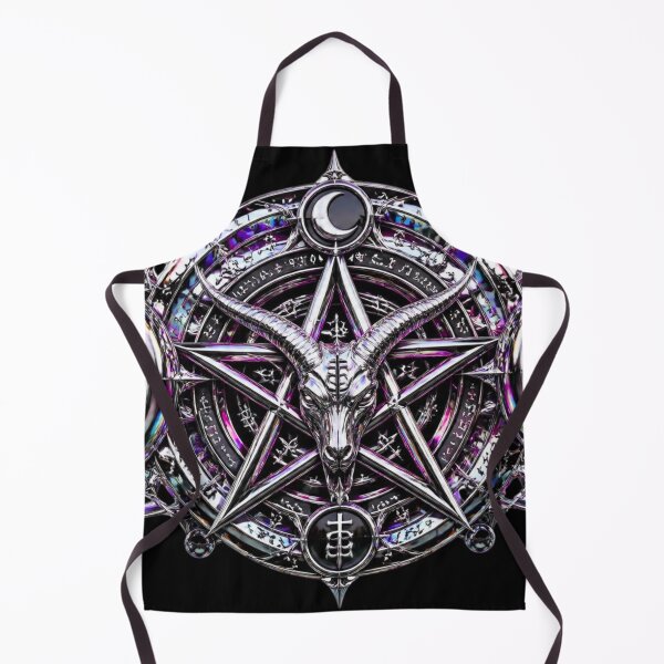 Item preview, Gothic Liquid Chrome Baphomet Pentagram Crescent Moon designed and sold by LazyDayzCo.