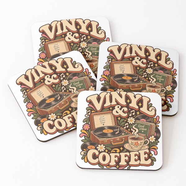 Item preview, Vinyl & Coffee Vintage Record Player Music Lover T-Shirt designed and sold by EssentialsWear.
