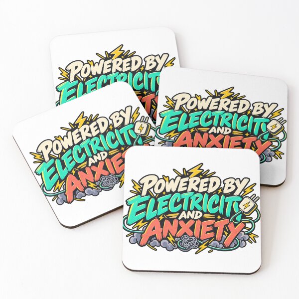 Item preview, Powered by Electricity and Anxiety – Funny Tech Humor and Sarcastic Minimalist Typography designed and sold by GingaArt.