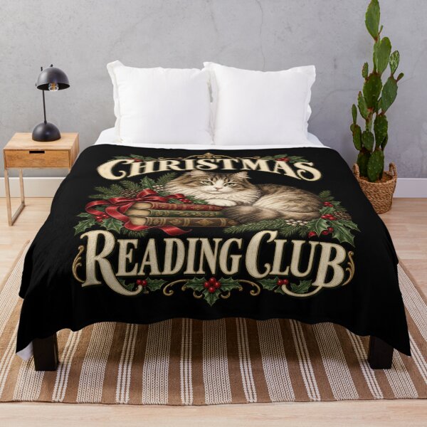 Item preview, Christmas Reading Club - Vintage Cat And Books designed and sold by Good Mood Foundry.