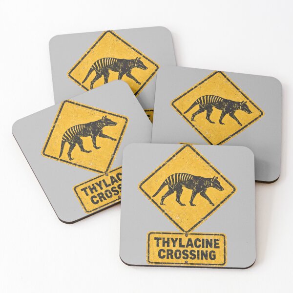Item preview, Vintage Thylacine Crossing Road Sign Tassie designed and sold by Yellowriversss.