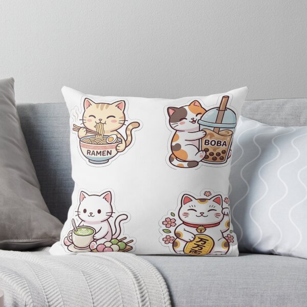 Item preview, Retro Japanese Anime Cats 4-in-1 Sticker Pack designed and sold by RetroVibe Supply.