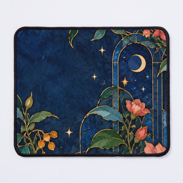 Item preview, Midnight Conservatory – Botanical Stained Glass Floral Pattern designed and sold by astersgraphics.