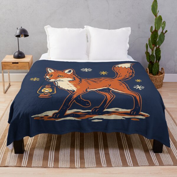 Item preview, Red Fox With Lantern Linocut Print designed and sold by Rariks.