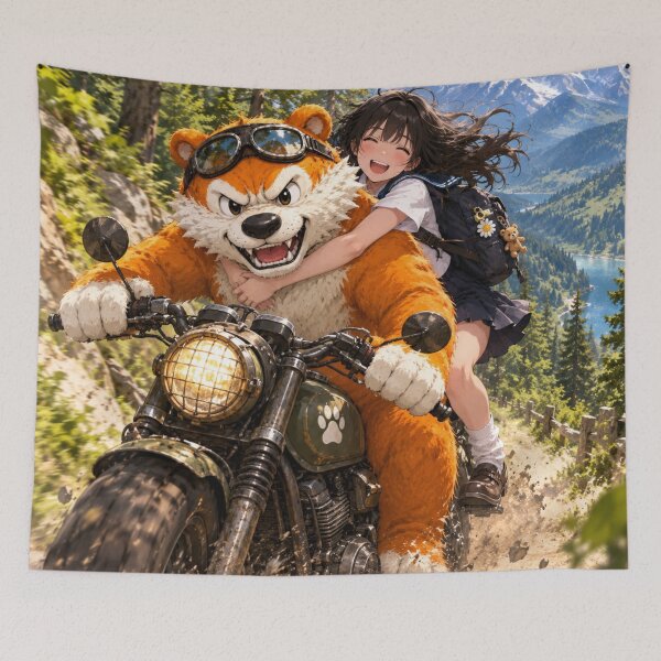 Item preview, Anime Schoolgirl and Tiger Mountain Motorcycle Ride designed and sold by BLUESKY11a.