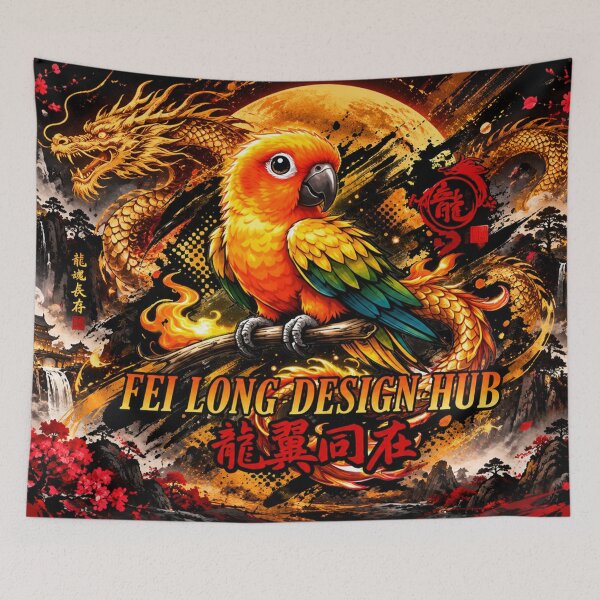 Item preview, Fei Long Design Hub Golden Dragon Sun Conure Chinese Fantasy designed and sold by Fei Long Design Hub.