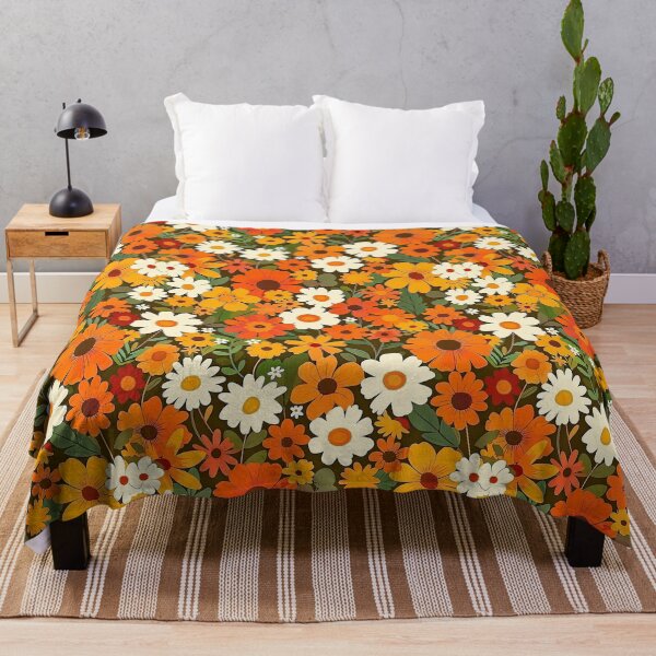 Item preview, Retro 70s Orange and Cream Daisy Floral Pattern designed and sold by Alfredus.