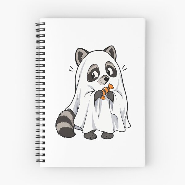 Item preview, Raccoon in Bedsheet Ghost Costume Holding Candy designed and sold by bwanaboards.