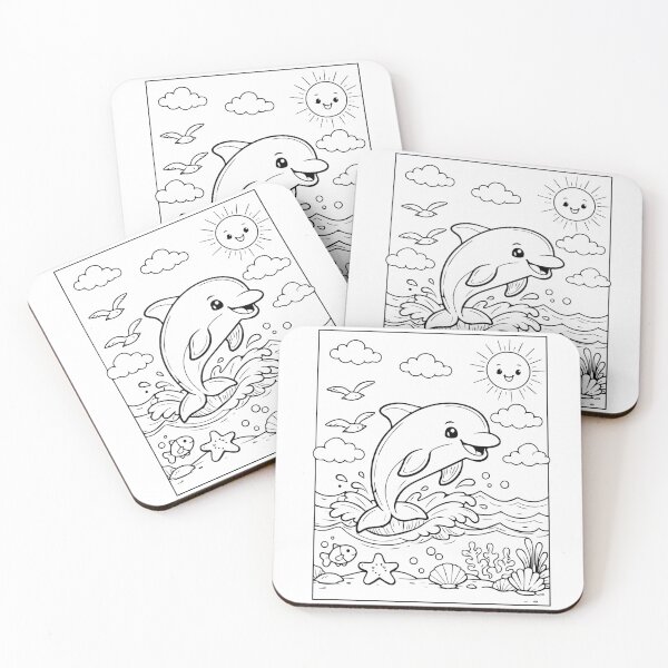 Item preview, Coloring book style print. Dolphin designed and sold by MS Production.