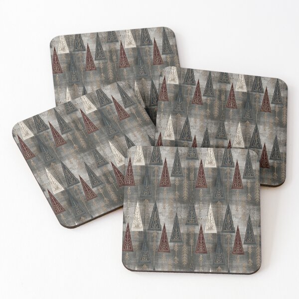 Item preview, Scandinavian and viking motifs geometric metallic Christmas trees designed and sold by filigreedigital.