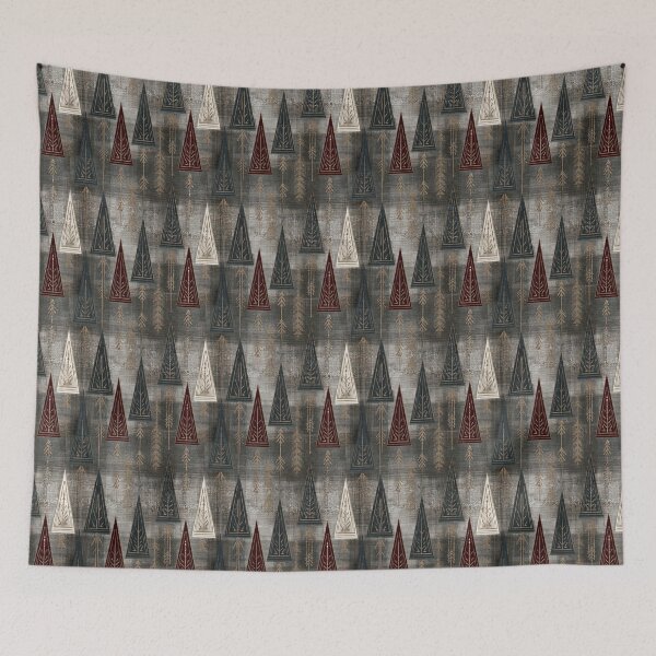 Item preview, Scandinavian and viking motifs geometric metallic Christmas trees designed and sold by filigreedigital.