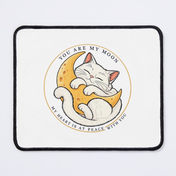 Item preview, You Are My Moon — Romantic White Cat & Crescent Moon designed and sold by Atlant11.